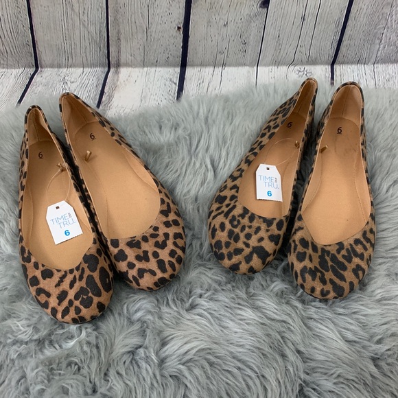 Time and Tru Shoes - Time & Tru Leopard Print Round-Toe Flats Size 6